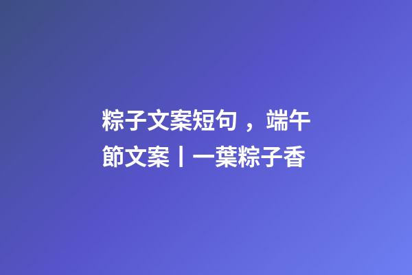 粽子文案短句，端午節文案丨一葉粽子香